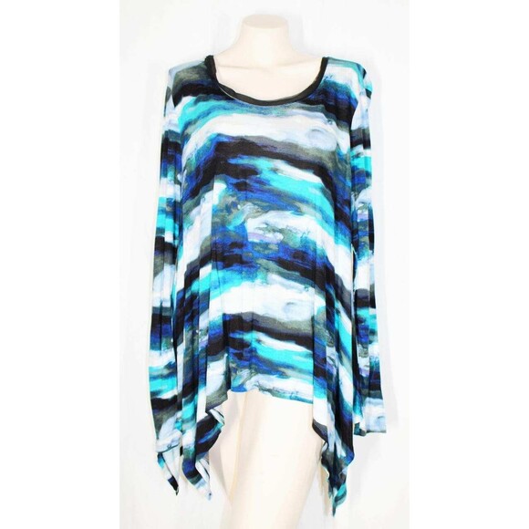 Vera Wang Simply Vera XL Artistic Boho Chic Asymmetrical Hem Flowy Tunic Top - Picture 1 of 5